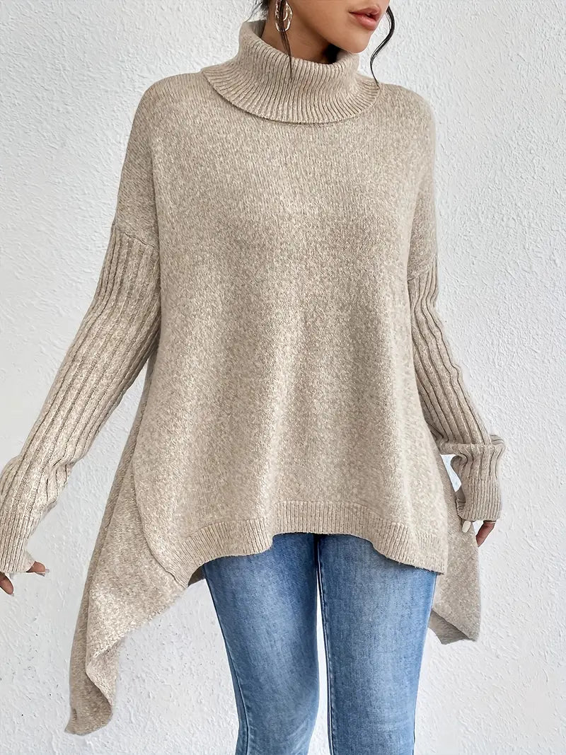 Laora™ | Pull Col Roulé Oversize avec Détails de Luxe