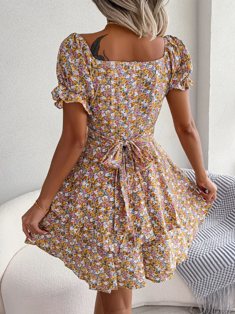Aurélie™ | Robe Fleurie Évasée avec Volants