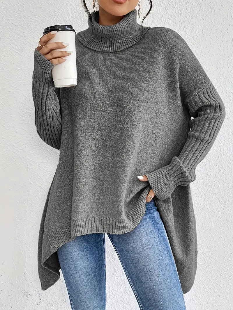 Laora™ | Pull Col Roulé Oversize avec Détails de Luxe