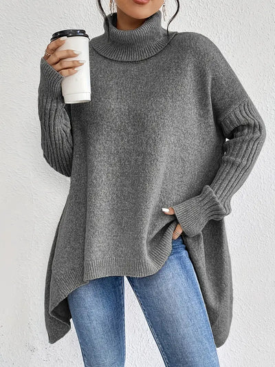 Laora™ | Pull Col Roulé Oversize avec Détails de Luxe