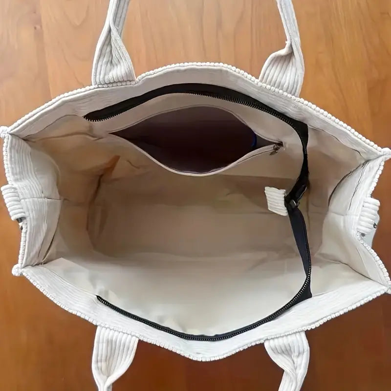 Clarisse™ | Tote Bag en Velours Côtelé au Charme Rétro
