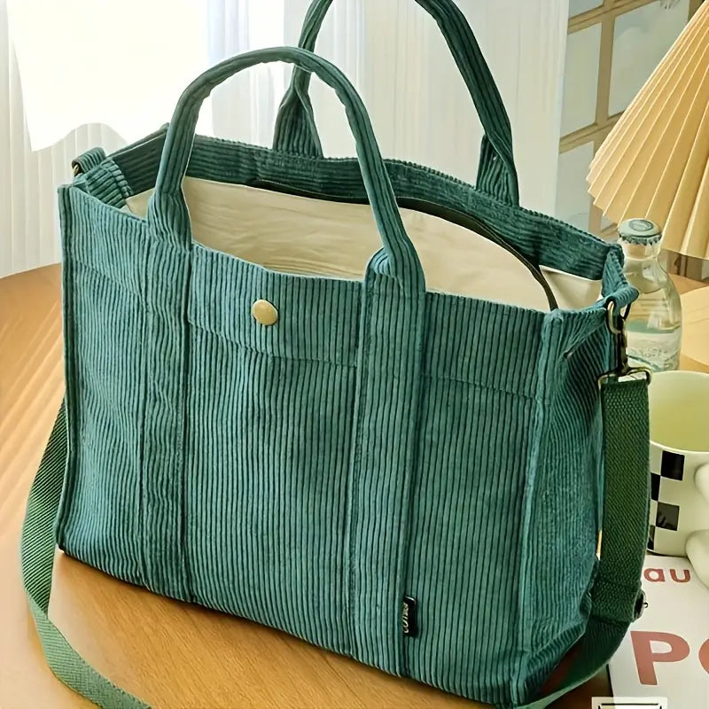 Clarisse™ | Tote Bag en Velours Côtelé au Charme Rétro