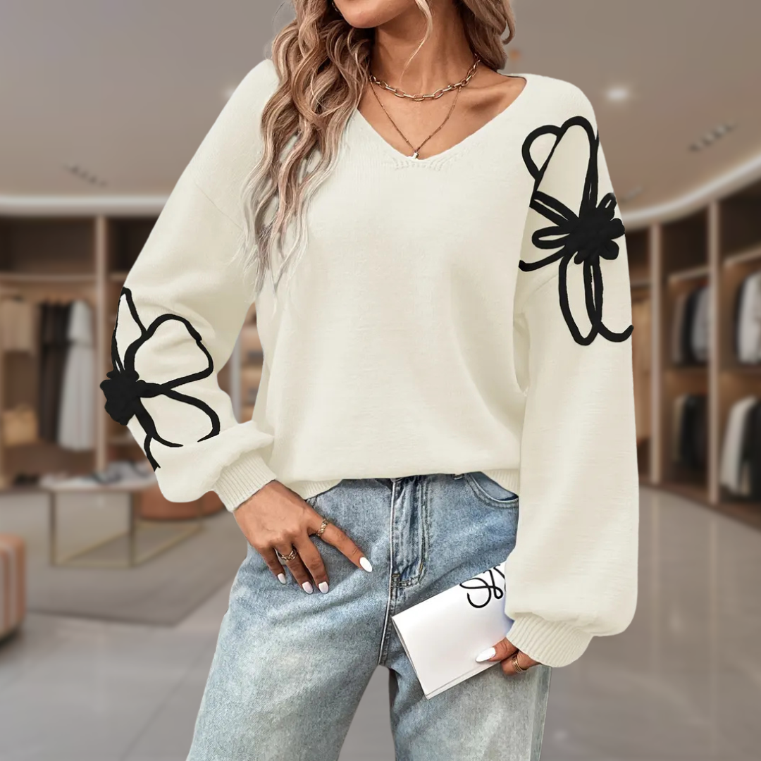 Semira™ | Pull brodé en laine, chic et intemporel