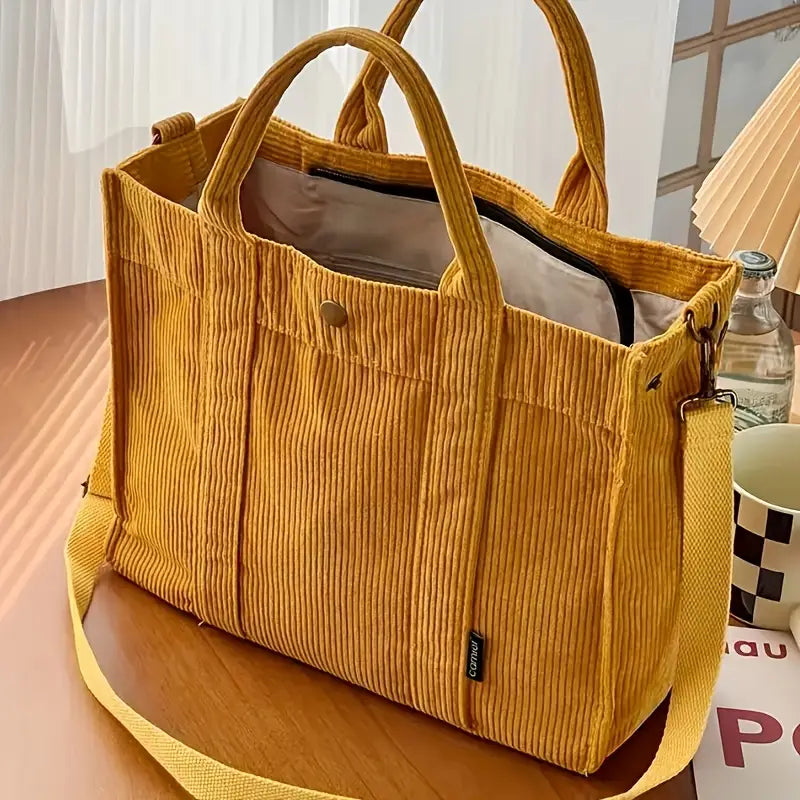 Clarisse™ | Tote Bag en Velours Côtelé au Charme Rétro