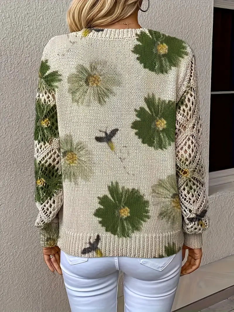 Tatyana™ | Haut en maille fleuri avec détails ajourés
