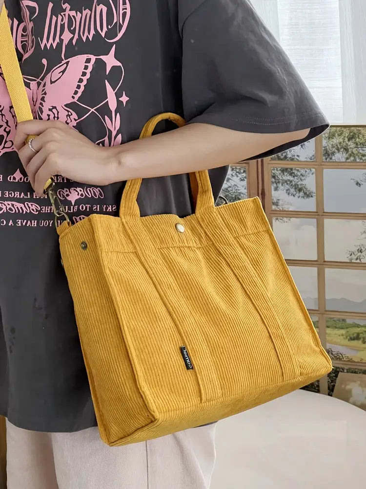 Clarisse™ | Tote Bag en Velours Côtelé au Charme Rétro