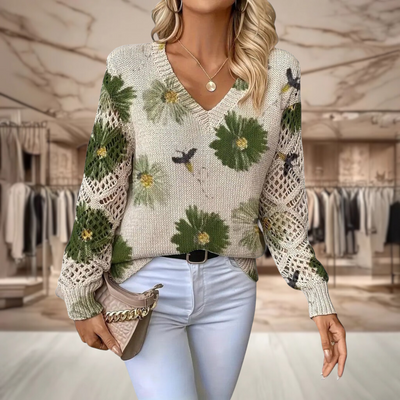 Annes™ | Pull Floral Élégant en Cachemire, Luxe et Couleur Subtile