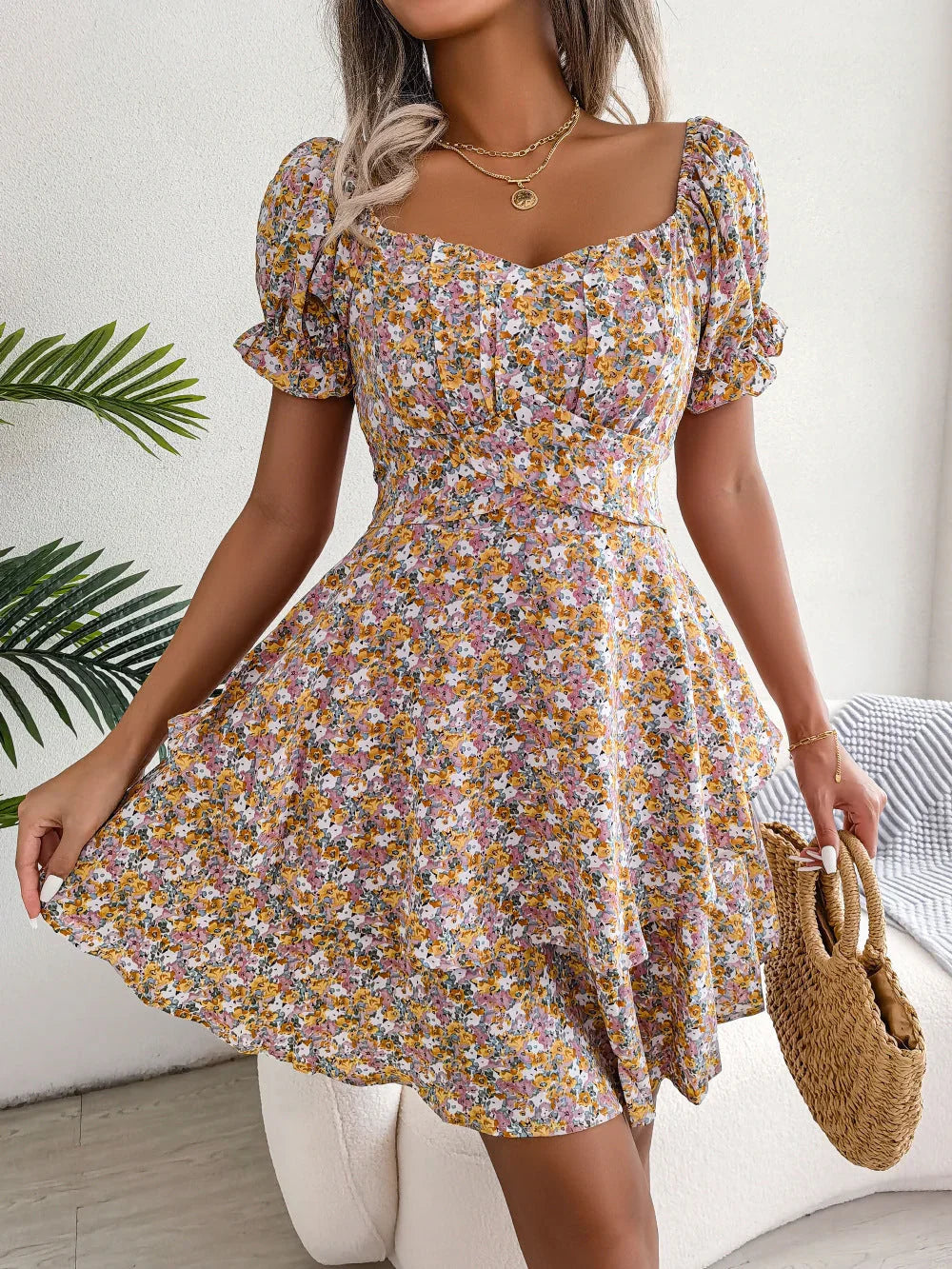Aurélie™ | Robe Fleurie Évasée avec Volants
