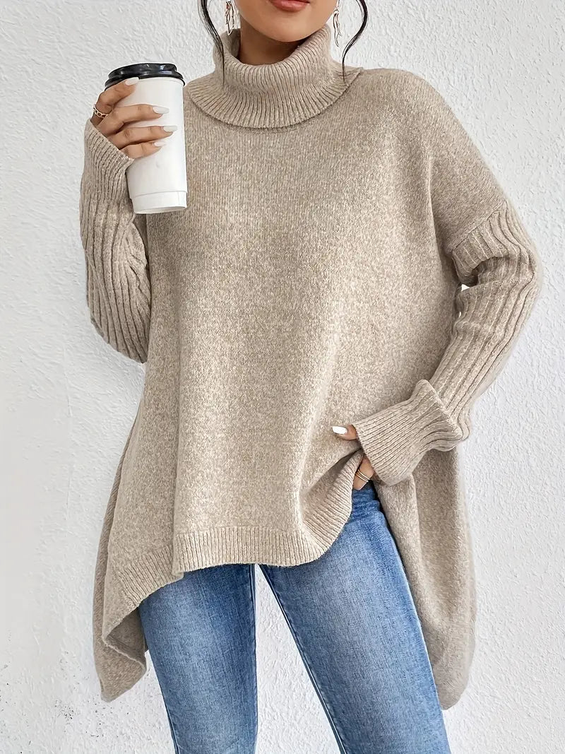 Laora™ | Pull Col Roulé Oversize avec Détails de Luxe