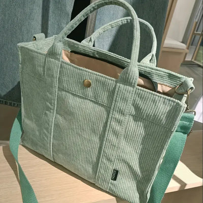 Clarisse™ | Tote Bag en Velours Côtelé au Charme Rétro