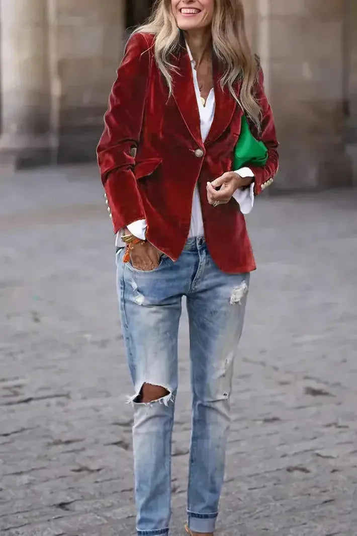 Amélie™ | Blazer en Velours à l’Élégance Intemporelle