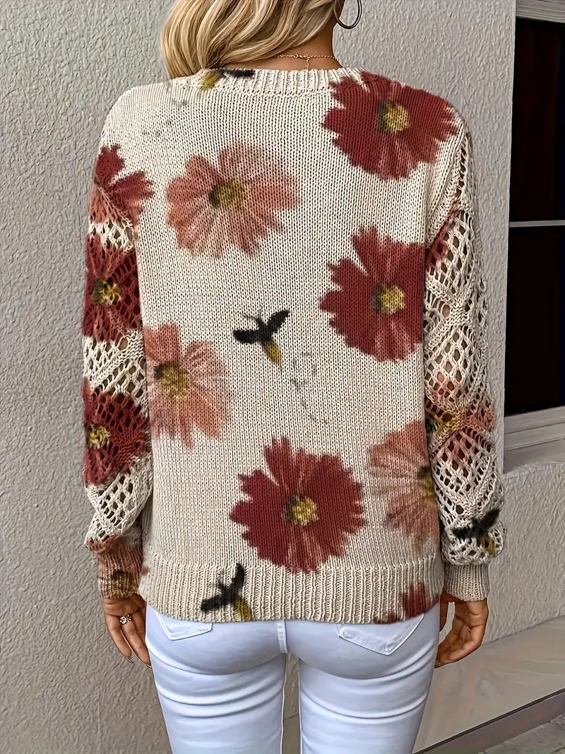 Tatyana™ | Haut en maille fleuri avec détails ajourés