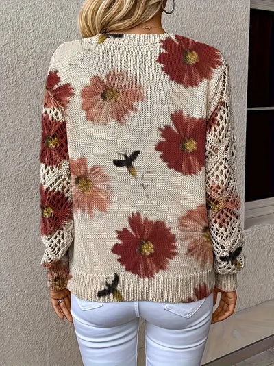 Tatyana™ | Haut en maille fleuri avec détails ajourés