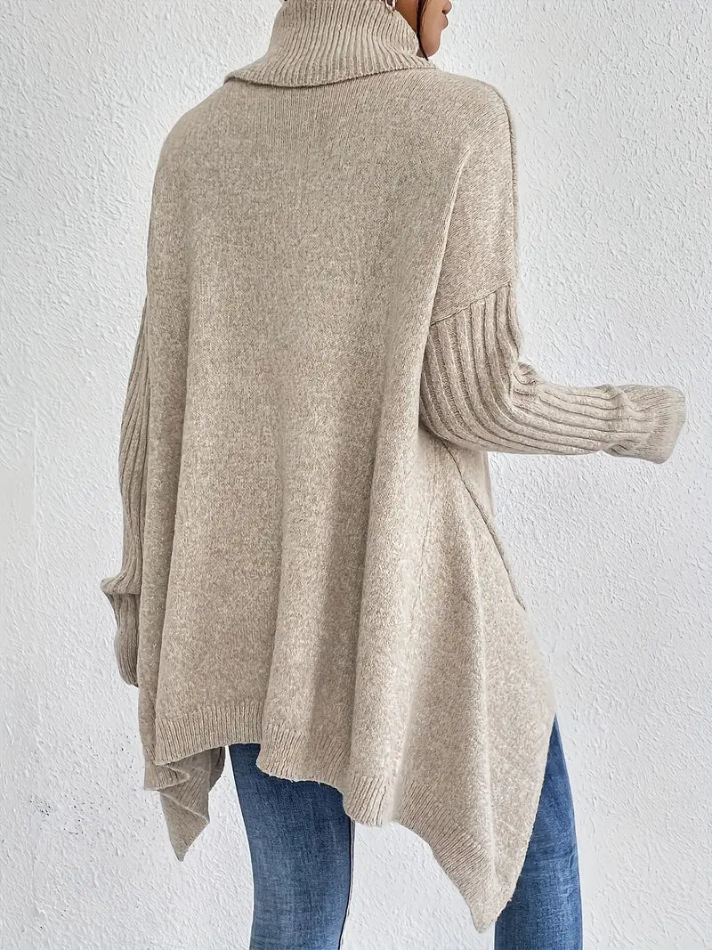 Laora™ | Pull Col Roulé Oversize avec Détails de Luxe