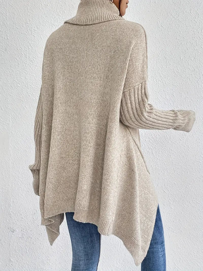 Laora™ | Pull Col Roulé Oversize avec Détails de Luxe