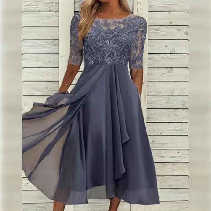 Aria™ | Robe Midi Fleurie avec Détails en Mousseline