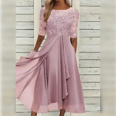 Aria™ | Robe Midi Fleurie avec Détails en Mousseline