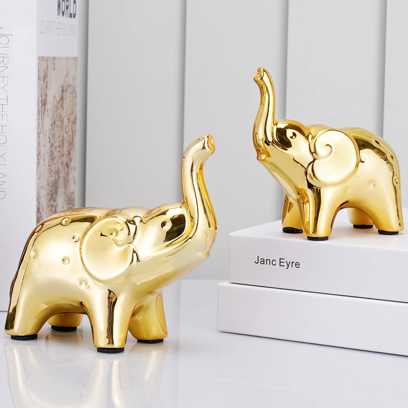ÉléDor™ | Élégantes Statues d’Éléphants Dorés