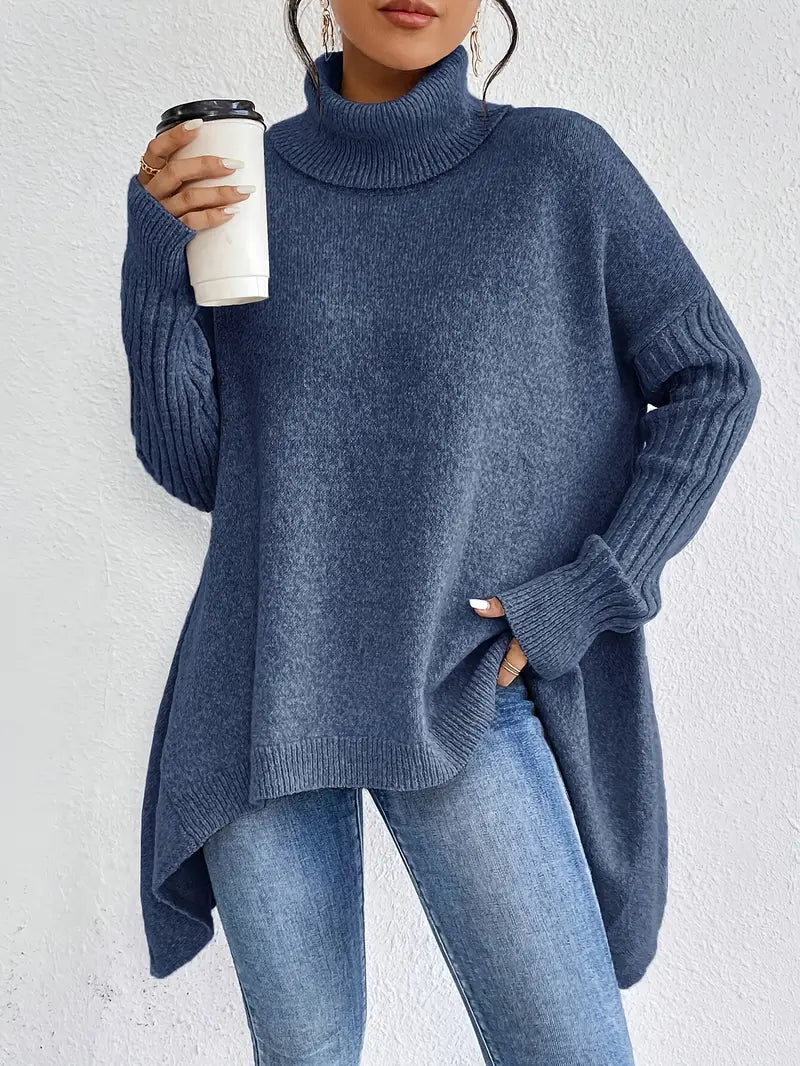 Laora™ | Pull Col Roulé Oversize avec Détails de Luxe
