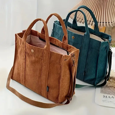 Clarisse™ | Tote Bag en Velours Côtelé au Charme Rétro
