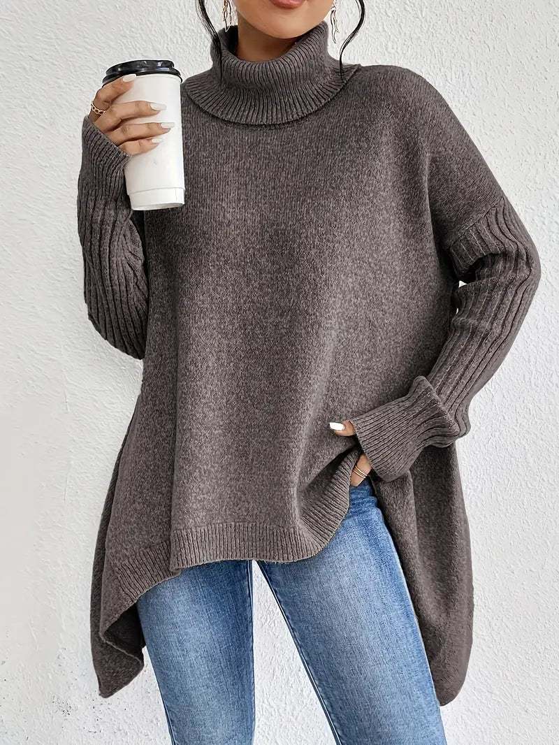 Laora™ | Pull Col Roulé Oversize avec Détails de Luxe