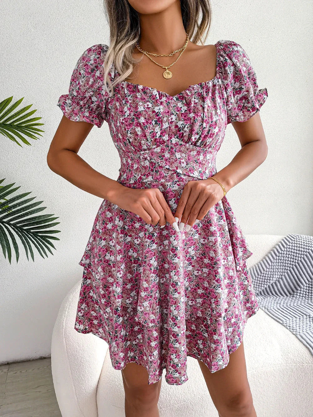Aurélie™ | Robe Fleurie Évasée avec Volants