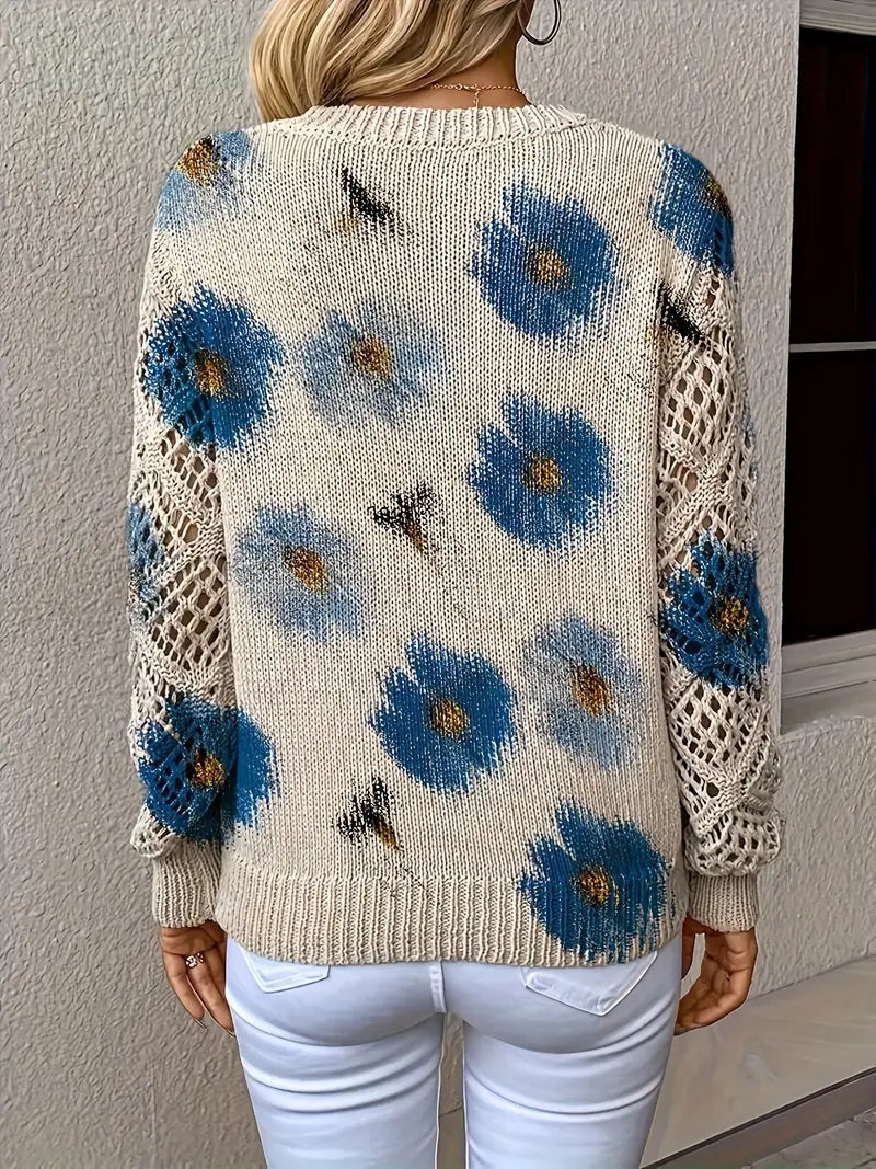 Tatyana™ | Haut en maille fleuri avec détails ajourés
