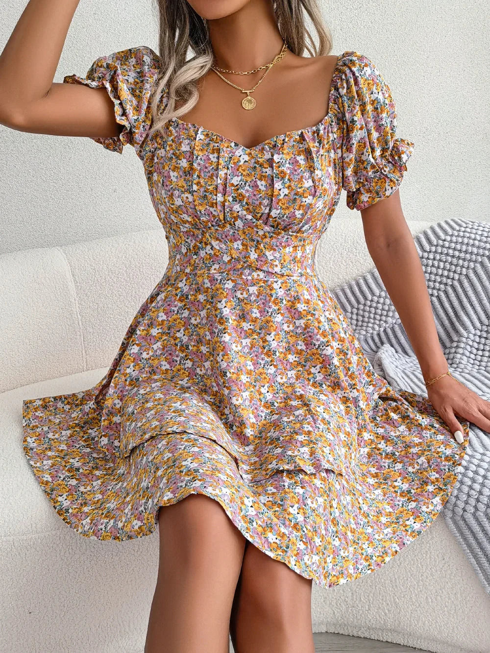 Aurélie™ | Robe Fleurie Évasée avec Volants
