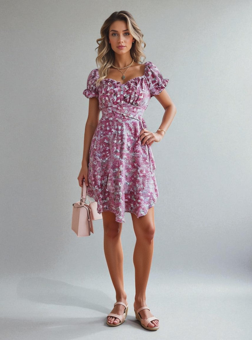 Aurélie™ | Robe Fleurie Évasée avec Volants